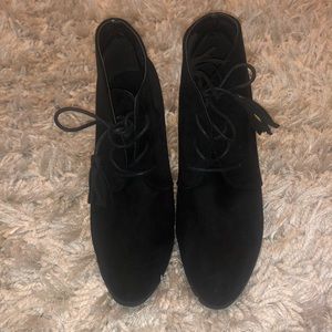 Women Black Suede Booties Size 11